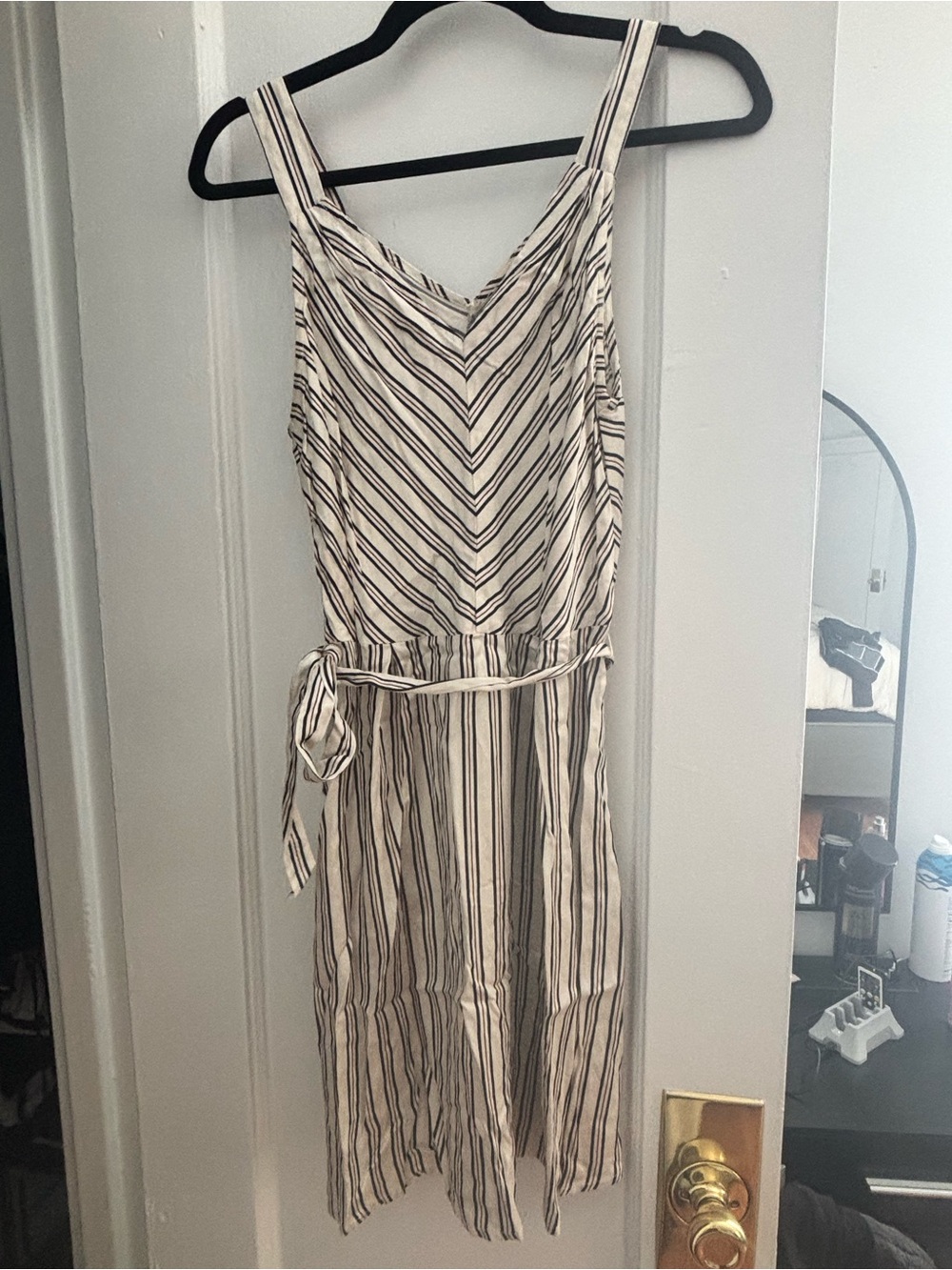 Women’s Striped Cream Sleeveless Midi Dress size XS
